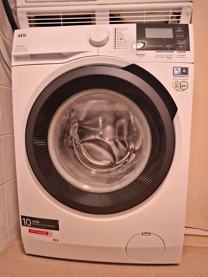 Wasmachine (AEG) & Droger (Miele), Witgoed en Apparatuur, Wasmachines, Zo goed als nieuw, 6 tot 8 kg, 85 tot 90 cm, 1200 tot 1600 toeren