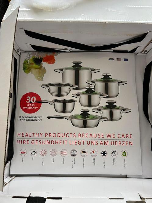 12 delig RVS pannenset - nieuw in doos - alle warmte bronnen, Huis en Inrichting, Keuken | Potten en Pannen, Zo goed als nieuw