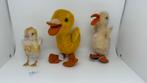 3 oude Steiff eenden en kuiken. Kuiken met knop en kaartje, Antiek en Kunst, Antiek | Speelgoed, Ophalen of Verzenden