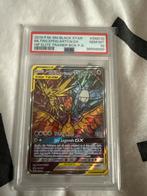 Pokémon Moltres Zapdos Articuno GX SM210 PSA 10, Ophalen of Verzenden, Zo goed als nieuw, Losse kaart, Foil