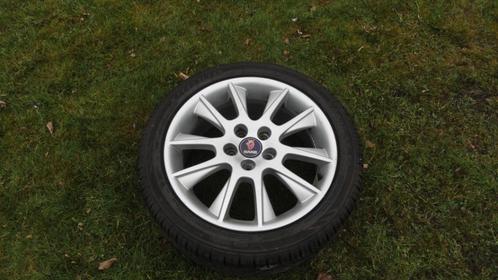 Saab 9-5 alu velgen origineel met zomerbanden 17 inch, Auto-onderdelen, Banden en Velgen, Banden en Velgen, Zomerbanden, 17 inch
