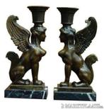 Twee prachtige Bronze Sphinx Kandelaber, Koper of Brons, Verzenden
