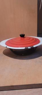 Emaille DRU confetti schaal met deksel, Ophalen of Verzenden, Gebruikt, Overige materialen