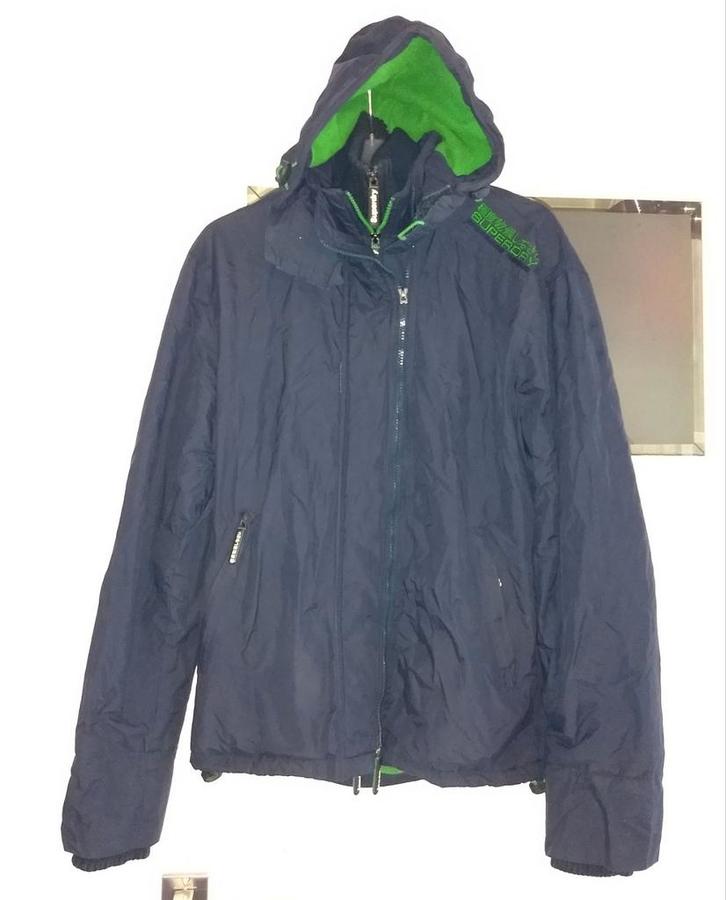 Superdry Winterjas jas maat L, Kleding | Heren, Jassen | Zomer, Gedragen, Maat 52/54 (L), Blauw, Ophalen of Verzenden