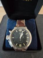 Uboat left hook 53 mm zgst., Sieraden, Tassen en Uiterlijk, Horloges | Heren, Ophalen, Zo goed als nieuw, Leer, Overige merken