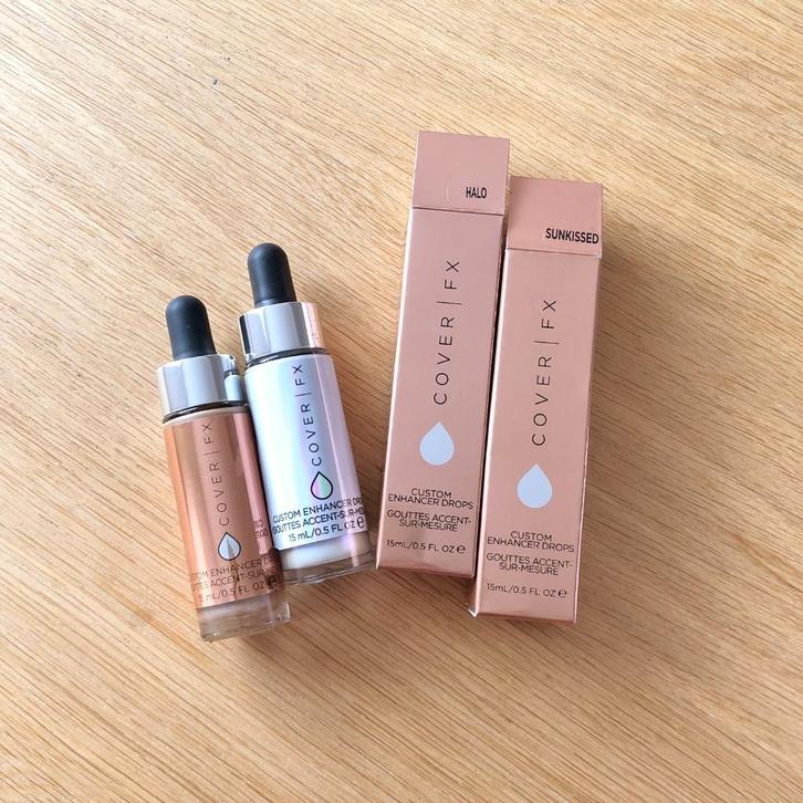 2x Cover FX Custom Enhancer Drops Halo + Sunkissed, Sieraden, Tassen en Uiterlijk, Uiterlijk | Cosmetica en Make-up, Zo goed als nieuw