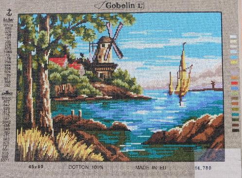 Cado voorbedrukt borduurstramien, landschap met molen 780, Hobby en Vrije tijd, Borduren en Borduurmachines, Nieuw, Onderdeel of Toebehoren
