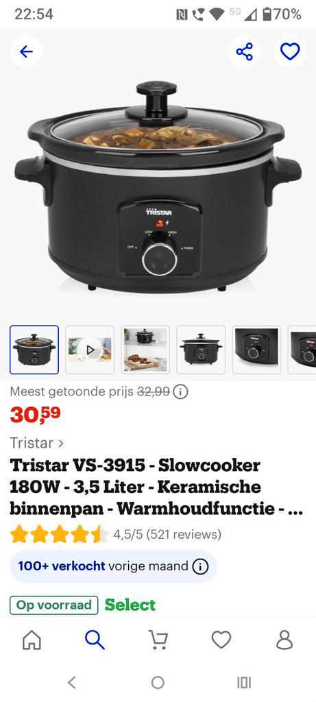 Tristar Slowcooker VS-3915 - 3.5L, Witgoed en Apparatuur, Slowcookers, Ophalen of Verzenden