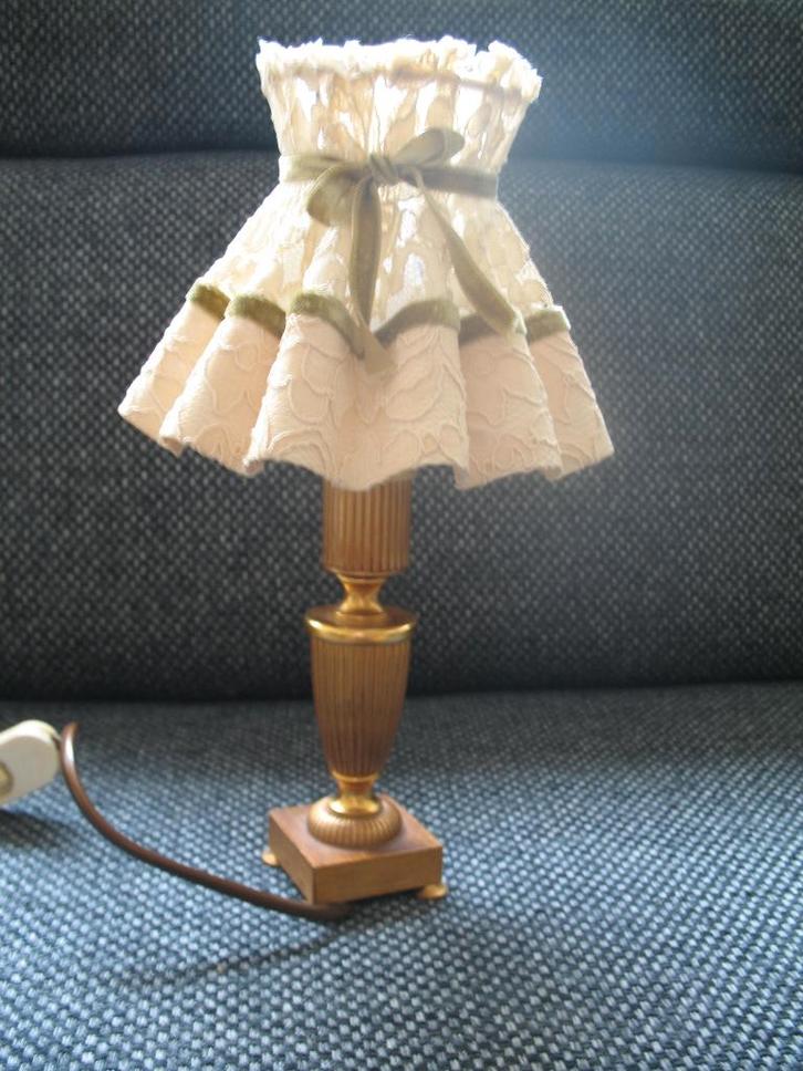 Tafel Lampenvoetje Koper Messing met Kapje Vintage, Antiek en Kunst, Antiek | Overige Antiek, Ophalen of Verzenden