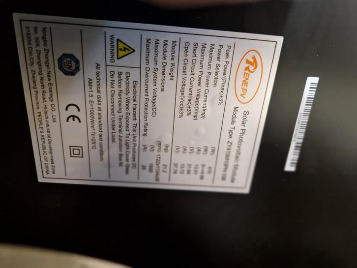2 Zonnepanelen - 415Wp per stuk, Doe-het-zelf en Verbouw, Zonnepanelen en Toebehoren, Ophalen of Verzenden