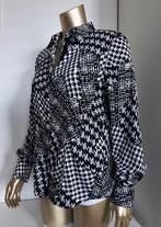 Zwart-witte (pied de poule) blouse, Blue Water/Erfo, mt. 38, Kleding | Dames, Blouses en Tunieken, Ophalen of Verzenden, Zo goed als nieuw