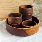 Schalenset pindaset van teakhout, Ophalen of Verzenden, Zo goed als nieuw, Nvt, Nvt