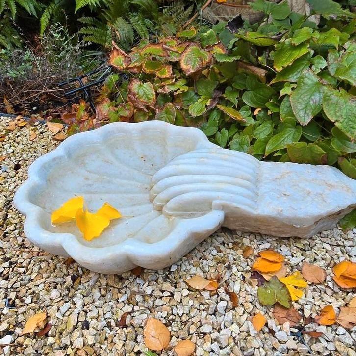 Wit marmeren schelp ( waterschaal ) Italiaans antiek, Antiek en Kunst, Antiek | Overige Antiek, Ophalen