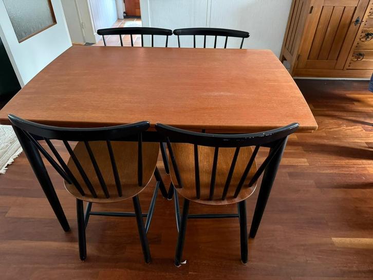 Vintage eettafel set Scandinavisch design 60/70 jaren, Huis en Inrichting, Tafels | Eettafels, Gebruikt, 50 tot 100 cm, Rechthoekig