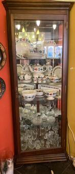 Noten hoekvitrine kast, Huis en Inrichting, Kasten | Vitrinekasten, Ophalen, 50 tot 100 cm, Zo goed als nieuw, 150 tot 200 cm
