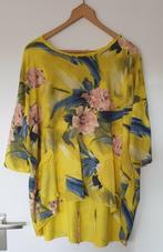Rosa99 Italiaanse free size gele katoenen roze rozen sweater, Ophalen of Verzenden, Zo goed als nieuw, Geel