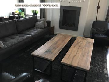 Stoere eiken salontafels - oude wagonplanken/barnwood beschikbaar voor biedingen
