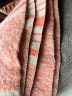 Mooie oranje wit wollen vintage deken, Ophalen of Verzenden, Gebruikt