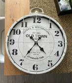 Witte industrieel klok 50 cm, Ophalen of Verzenden, Zo goed als nieuw, Analoog, Wandklok