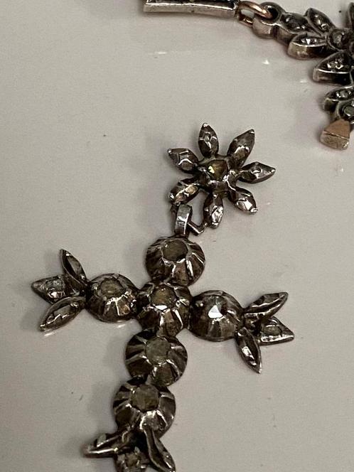 Ca 1800 kruis diamanten, Sieraden, Tassen en Uiterlijk, Antieke sieraden, Hanger, Zilver, Verzenden