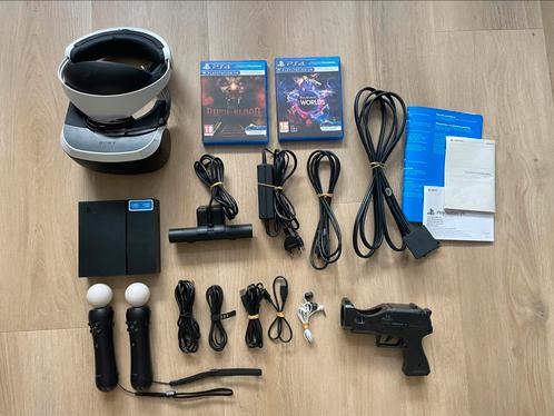 Playstation VR Set - Bril, 2 Motion Sticks, 2 games, Pistool, Spelcomputers en Games, Virtual Reality, Zo goed als nieuw, Sony PlayStation