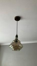Mooie messing hanglamp en lamp voor op kastje, Minder dan 50 cm, Glas, Gebruikt, Ophalen