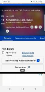 K3 de reünie 11 april 2 mooie plaatsen!!, Tickets en Kaartjes, Concerten | Pop, Twee personen, April