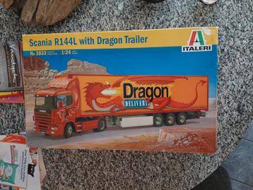 SCANIA R144L WITH DRAGON TRAILER ITALERI 1/24 NO 3833 NIEUW! beschikbaar voor biedingen