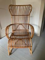 Vintage Jaren '60 Rotan Belse Fauteuil Dirk van Sliedrecht, Ophalen, Klassieker, Minder dan 75 cm, Riet of Rotan