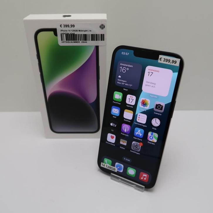 iPhone 14 128GB Midnight | In Redelijke Staat, Telecommunicatie, Mobiele telefoons | Apple iPhone, Zo goed als nieuw