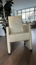 Leren, eetkamerstoelen (6 stuks) beige met verstelbare rug, Huis en Inrichting, Stoelen, Ophalen, Gebruikt, Overige kleuren, Leer