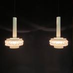 OPRUIMING jaren 50 60 dubbele hanglamp kristal Kinkeldey, Huis en Inrichting, Lampen | Hanglampen, Gebruikt, Glas, Dubbele hanglamp