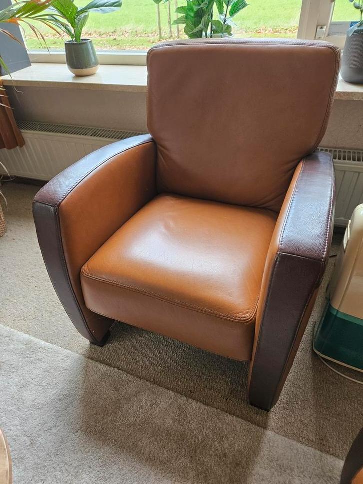 Leren fauteuil in goede staat, Huis en Inrichting, Fauteuils, Zo goed als nieuw, Leer, 75 tot 100 cm, 75 tot 100 cm, Ophalen