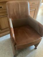 Leren fauteuil met wieltjes, Ophalen, Gebruikt, Minder dan 75 cm, Leer