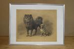 Lithografie Otto Eerelman honden   gesigneerd, Ophalen of Verzenden