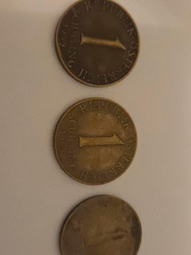 3 x 1 Schilling Oostenrijkse Munten 1959 1963 1966, Postzegels en Munten, Munten | Europa | Niet-Euromunten, Losse munt, Oostenrijk