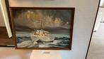 Leuk schilderij boot Velox groningen op zee 73/53, Ophalen of Verzenden, Zo goed als nieuw, Schilderij