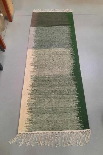 Prachtig vloerkleed loper Fair Fabrics groen beige 80 x 220 beschikbaar voor biedingen