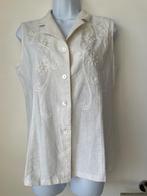 Crèmekleurige mouwloze linnen tuniek met borduursel – Maat M, Maat 38/40 (M), Wit, Ophalen of Verzenden, Zo goed als nieuw