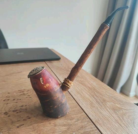 Houten Pijp met Wapen, Antiek en Kunst, Antiek | Overige Antiek, Ophalen of Verzenden