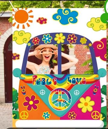 Foto Banner Vintage Flower Power Busje beschikbaar voor biedingen