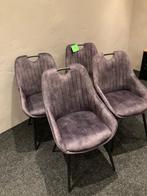 Eetkamerstoel ‘Bingo’ Velvet antraciet ( 4 x showmodel ), Nieuw, Ophalen of Verzenden, Metaal, Vier