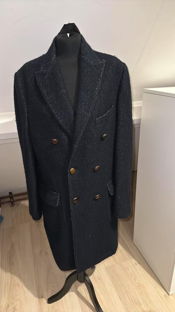 Hevo wollen mantel maat L, Kleding | Heren, Jassen | Winter, Zo goed als nieuw, Maat 56/58 (XL), Zwart, Ophalen of Verzenden