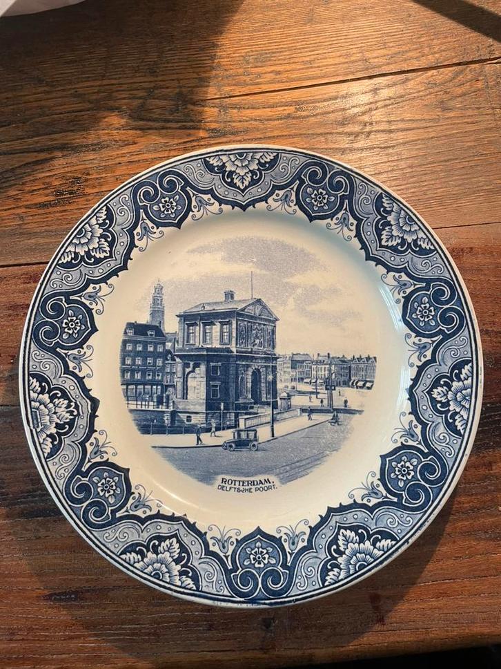 Wandbord Delftsche poort Rotterdam, Antiek en Kunst, Antiek | Wandborden en Tegels, Ophalen of Verzenden