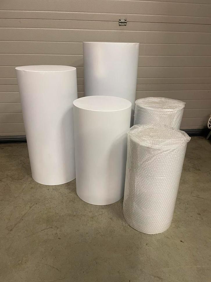 5 ronde zuilen pilaren met hoezen paw patrol/unicorn/voetbal, Hobby en Vrije tijd, Feestartikelen | Verhuur, Zo goed als nieuw