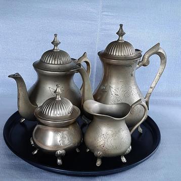 Vintage messing koffie/thee set, gemerkt E.P.N.S.  beschikbaar voor biedingen
