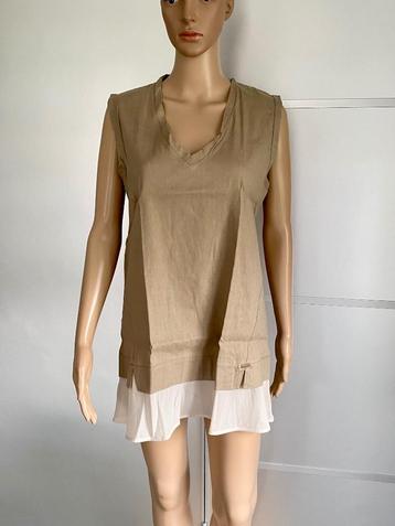 H476 Liu.Jo maat 38=M lange linnen blouse tuniek top beige beschikbaar voor biedingen