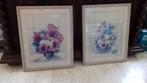 Vintage schilderijen met bloemdecor 53x43 cm. 2 stuks., Ophalen of Verzenden