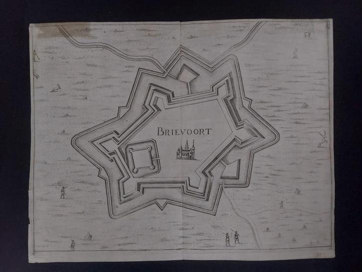 39 plattegrond Brievoort  Bredevoort Gravure uit 1659 Merian, Antiek en Kunst, Kunst | Etsen en Gravures, Ophalen of Verzenden