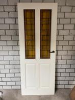 Stompe binnendeur met glas in lood, Doe-het-zelf en Verbouw, Deuren en Horren, Ophalen, 80 tot 100 cm, Binnendeur, 200 tot 215 cm